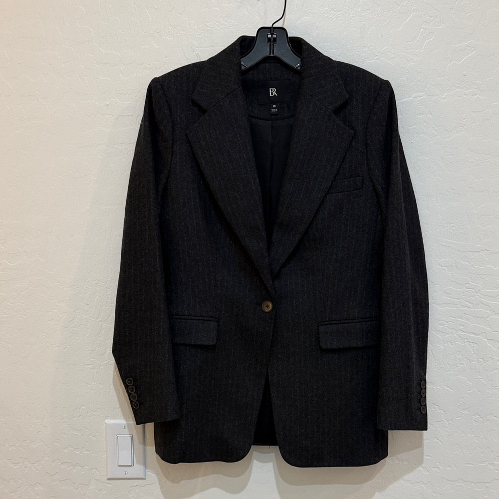 Banana Republic Charcoal with Blue Pin Stripes Blazer